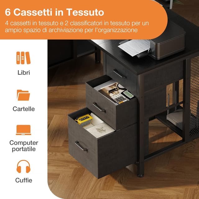 Detalle 2 de Coleshome Scrivania 160x52 con 6 cassetti