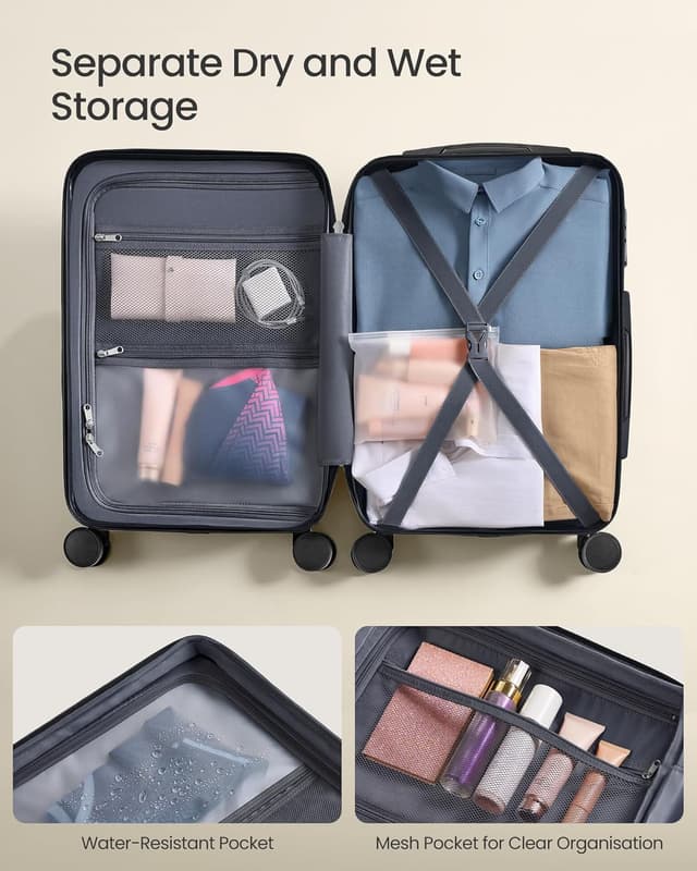 Thumbnail 6 de 20 Inch Hard Shell Cabin Suitcase by SONGMICS (RLP001B101) with TSA Lock & 4 Double Spinner Wheels