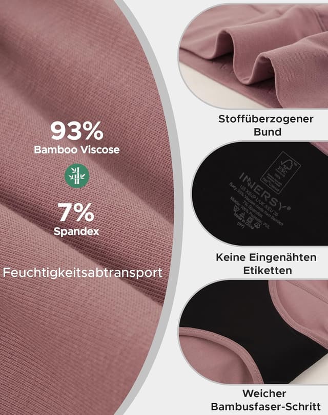 Detalle 2 de Culotte menstruelle INNERSY Flux trois (lot de 3) bambou lavable – flux abondant