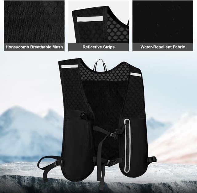Detalle de Alaoo Running Vest Lightweight Hydration Backpack – breathable reflective running pack for men & women