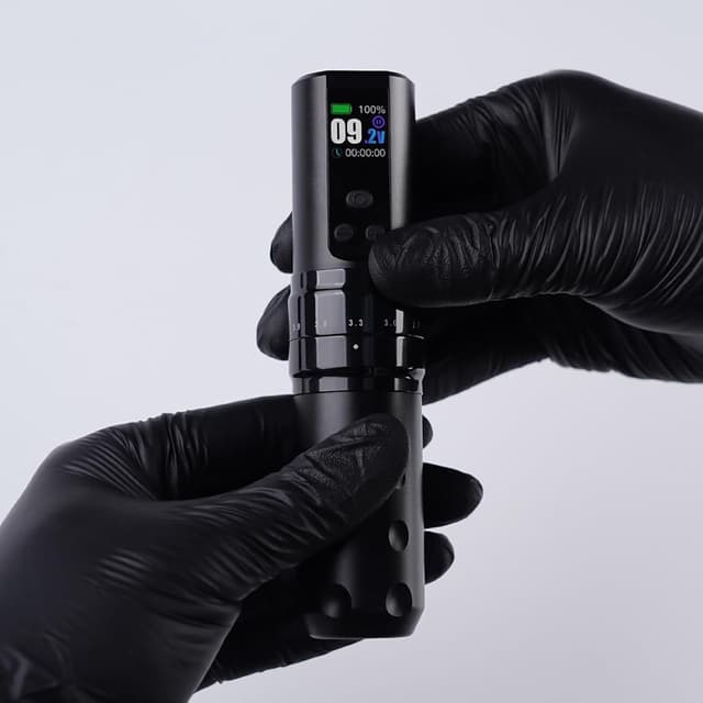 Detalle 2 de Mast Fold2 Pro Tattoo Maschine Set – kabelloser Tätowierstift mit Rotations, 7 Hublängen und 2000mAh-Akku