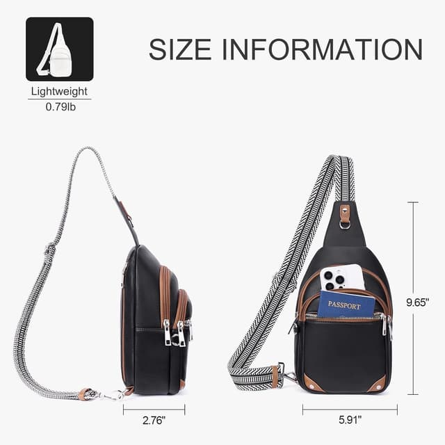 Detalle 2 de Lexiyat anti-theft crossbody sling bag with RFID card slots, lockable zip ring and reversible strap