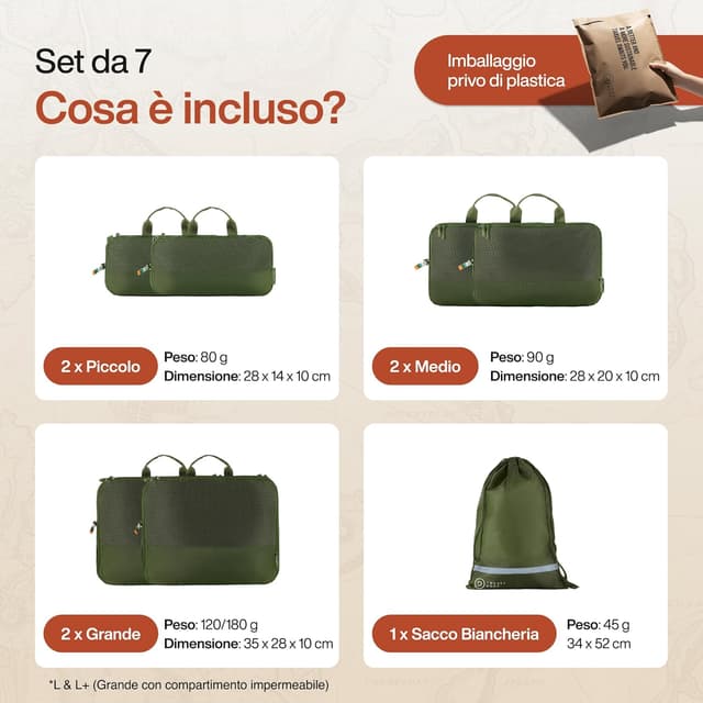 Thumbnail 6 de TRAVEL DUDE Organizer valigia con compressione e packing cubes (set da 7) Verde Foresta