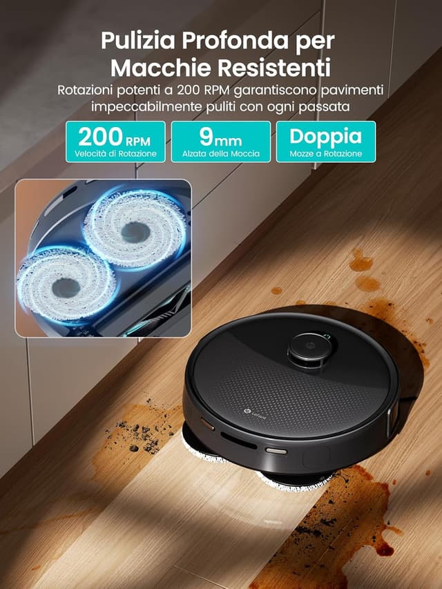 Detalle de Lefant M3Max Robot Aspirapolvere Lavapavimenti con mappatura, 20.000 Pa e auto-svuotamento