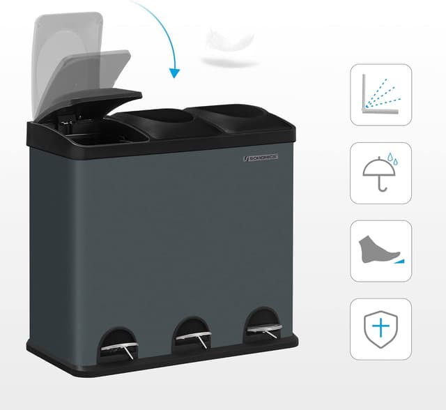 Detalle 2 de Songmics LTB54G Pattumiera 54 L a pedale