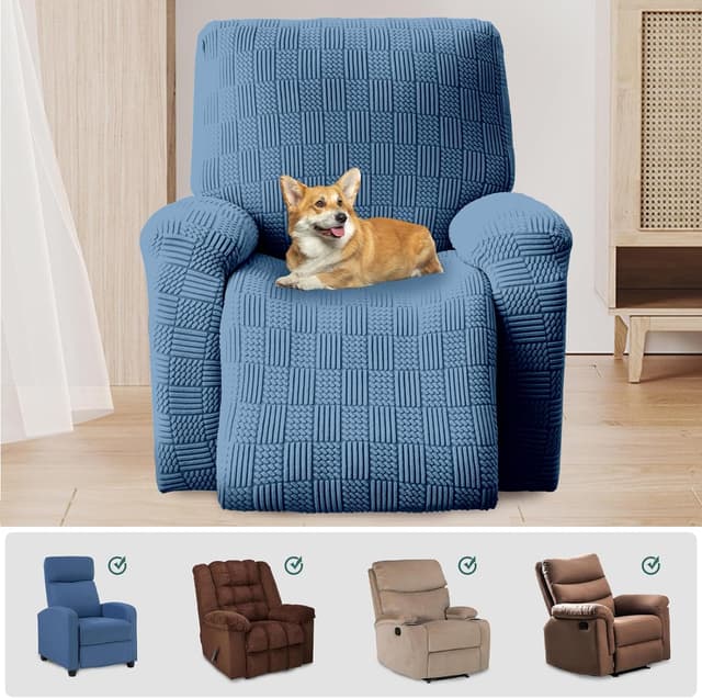 Detalle 2 de OKYUK Funda Sillón Relax 4 Piezas Lavables Azul Raya 🛋