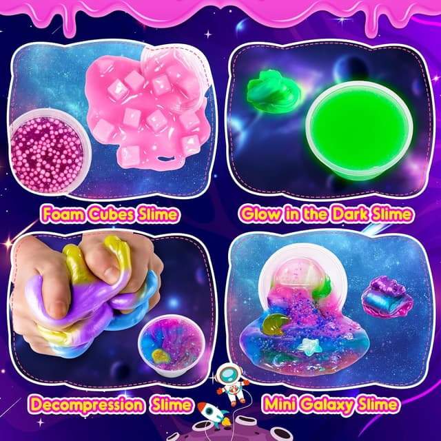 Detalle de Hapikids Ice Cream Slime Set (6–12 years) – Galaxy starry sky slime gift