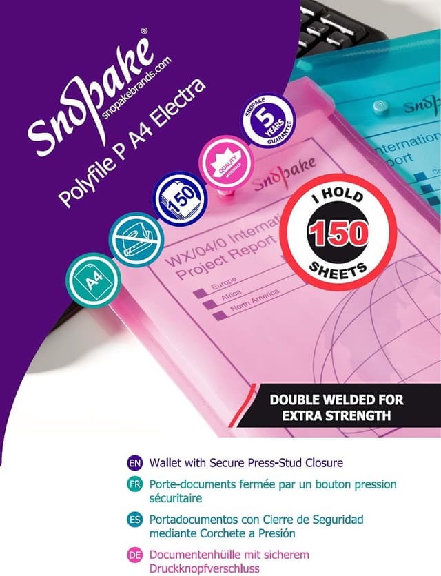 Thumbnail 6 de Snopake A4 Polyfile P Popper Wallet