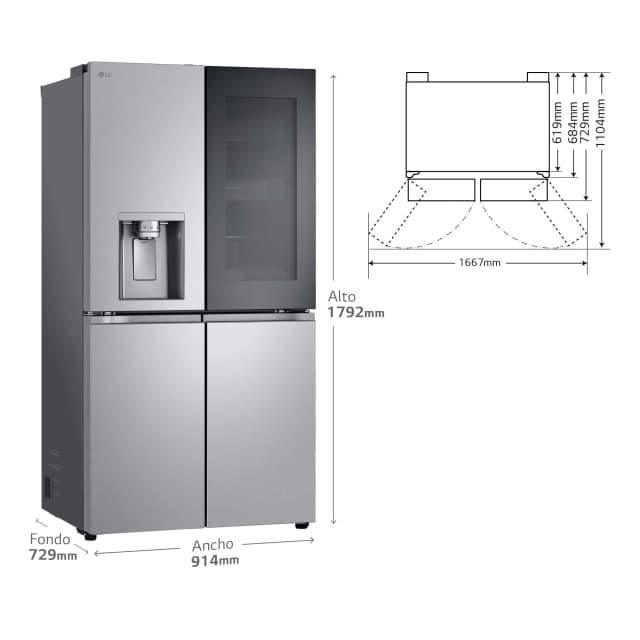 Thumbnail 4 de LG GMG960MBEE Frigorífico americano 638 L, 179,2 cm 🧊