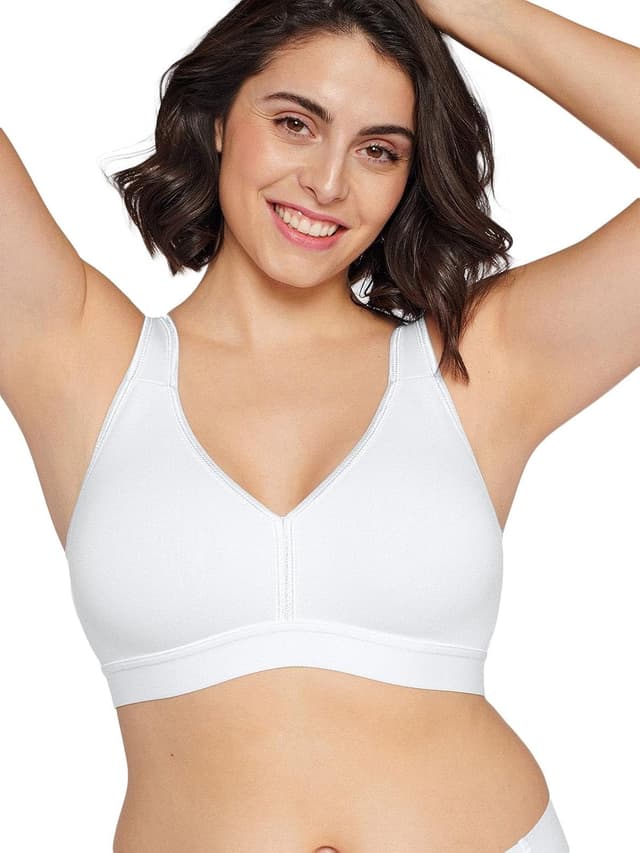 Detalle de Naturana Soutien-gorge en coton sans armature Athleisure 86021 pour femme, blanc (115C)
