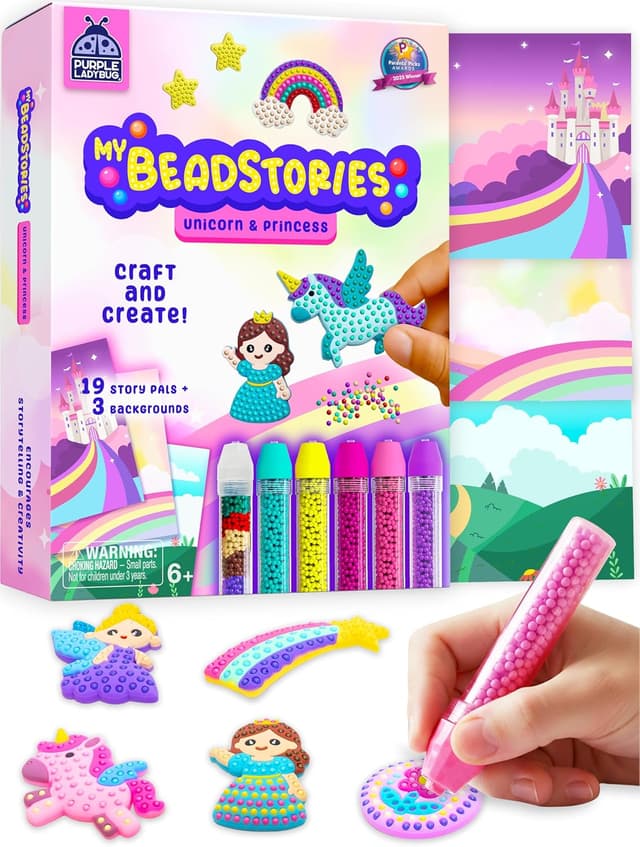 Detalle de My BeadStories Princess Unicorn Bead Mosaic Art Kit for Kids (Ages 4–10)