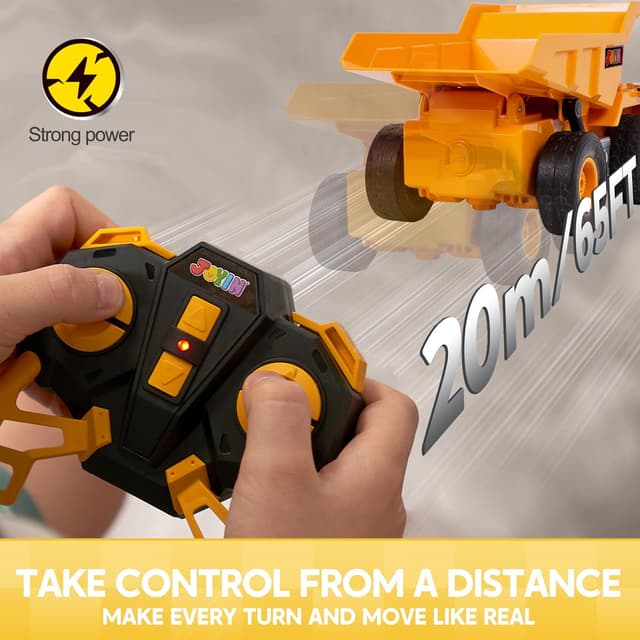 Detalle de JOYIN RC-LKW Muldenkipper (2,4 GHz) mit Licht & Sound – ferngesteuerter Kipplaster für Baustellen-Spielspaß