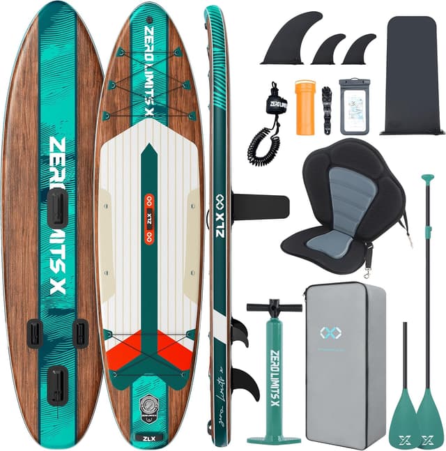 Detalle de ZLX SUP Board (320 cm) mit Sitz – aufblasbares Stand up Paddle Board für Erwachsene & Anfänger