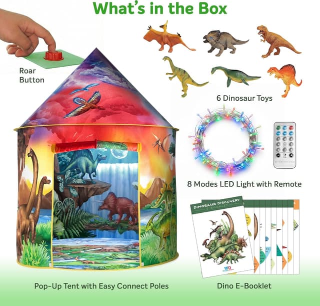 Detalle de Kids dinosaur tent with 6 roar sounds