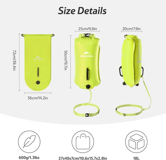 Detalle 2 de Naturehike Bouée flottante 18L avec deux airbags et sac étanche