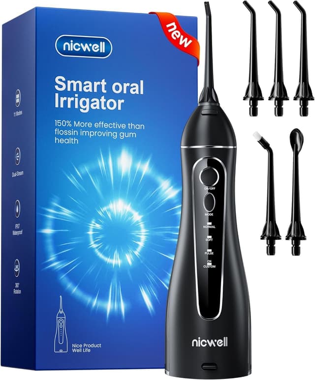 Detalle de Nicwell Water Dental Flosser Cordless 4‑Mode