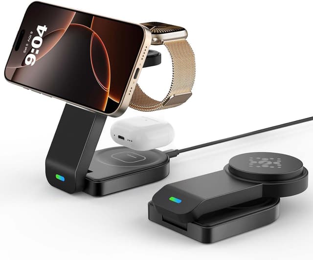 Detalle de GLILAVOX 3-in-1 magnetic wireless charger