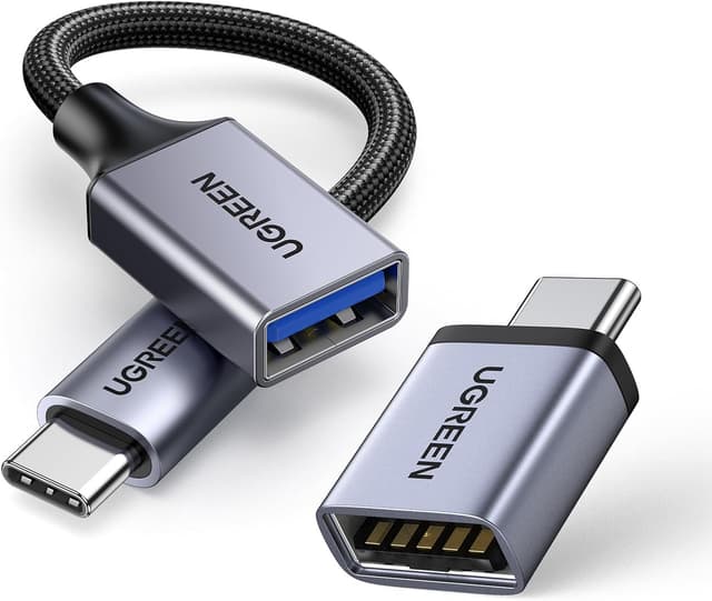 Detalle de UGREEN Adattatore USB-C OTG a USB 3.0 Type A in alluminio (2 pezzi) con velocità dati fino a 5 Gbps