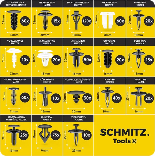 Detalle 2 de SCHMITZ.Tools Befestigungsclip Set 700-teilig
