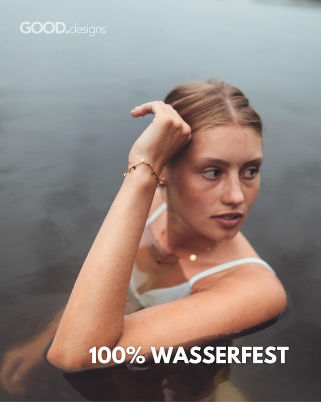 Detalle de GD GOOD.designs Plättchen Armkette für Damen (wasserfest, Edelstahl, verstellbar 15–19 cm)