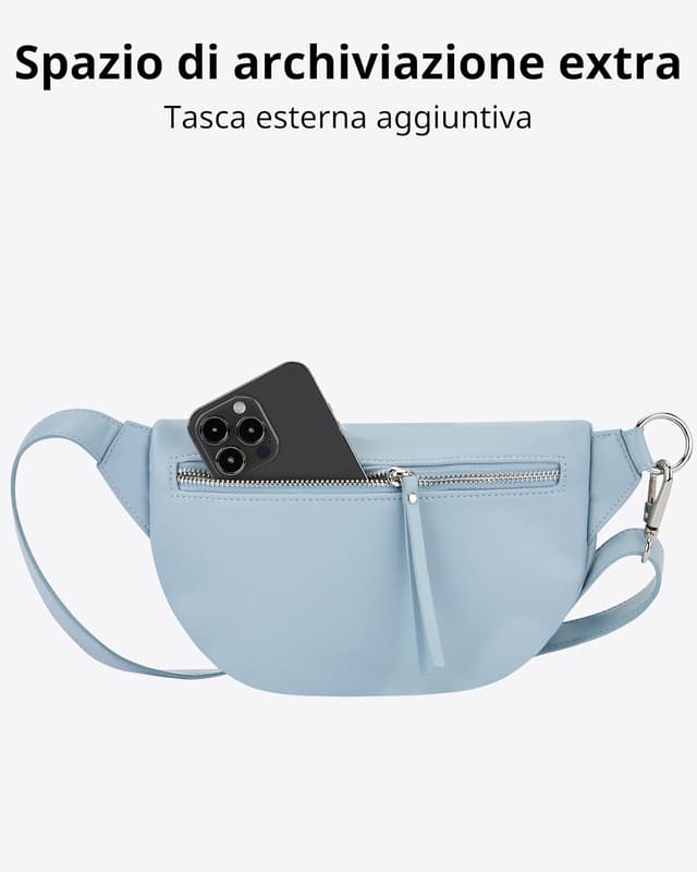 Detalle de Expatrié Marsupio Donna Alice Small azzurro: borsello compatto per festival, viaggi e uso quotidiano