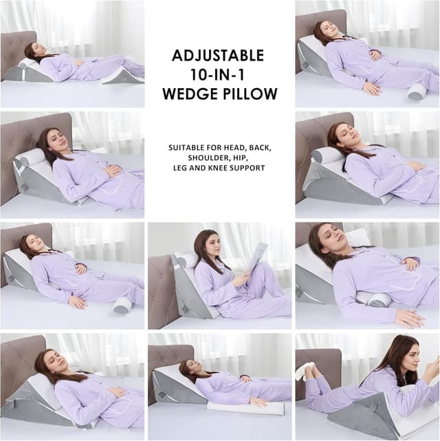 Detalle de WENRENER wedge pillow for sleeping 7 & 12 inch