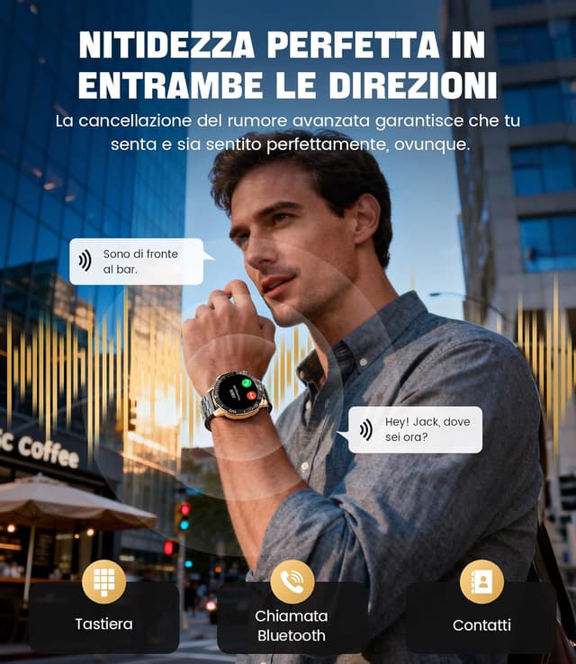 Detalle de DREMAC Smartwatch da uomo elegante con chiamata Bluetooth e schermo AMOLED da 1,43” (IP68)