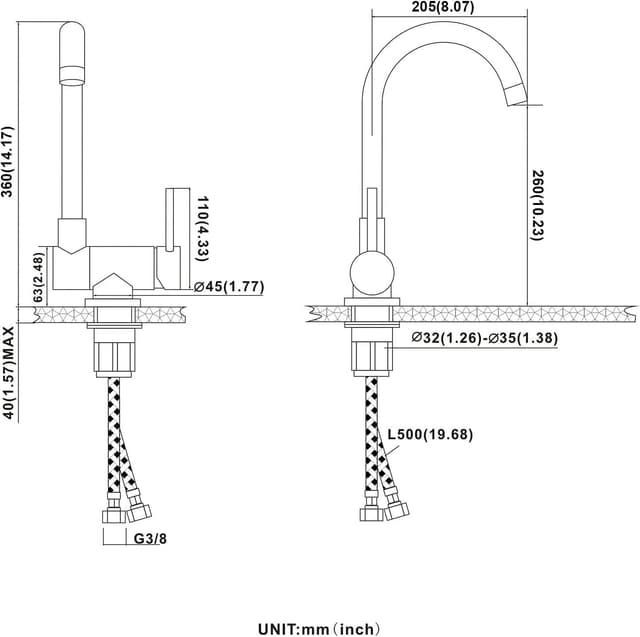 Thumbnail 5 de Lonheo Miscelatore cucina pieghevole 360° Nero 🚰