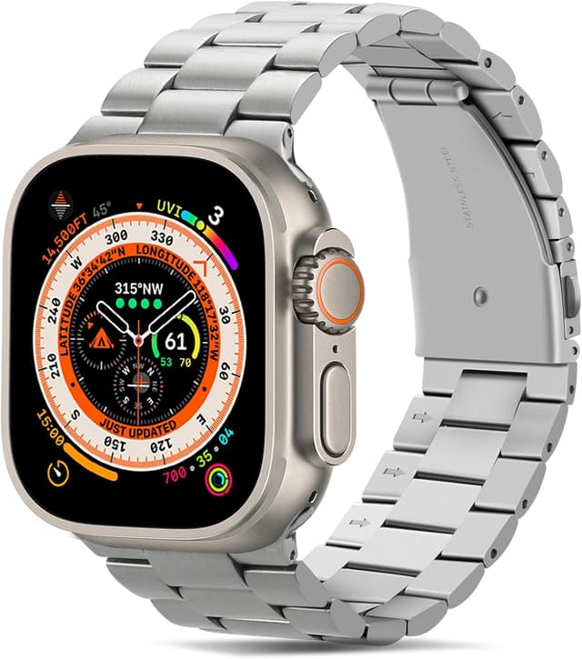 Detalle de Tasikar stainless steel replacement strap for Apple Watch (38–49mm, Ultra/SE/Series 11–3)