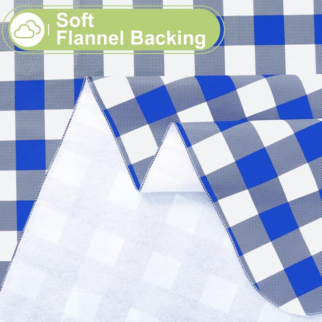 Detalle 2 de smiry Rectangle Waterproof Vinyl Table Cloth with Flannel Backing (Blue & White, 60"x102")