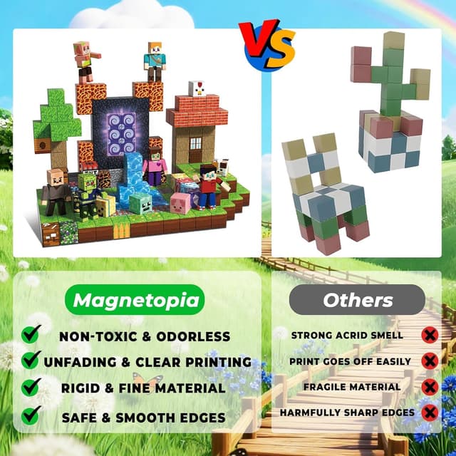 Detalle 2 de 164 Pezzi Blocchi Magnetici Set Avventura nella Foresta Magica con figure e lanterna di zucca