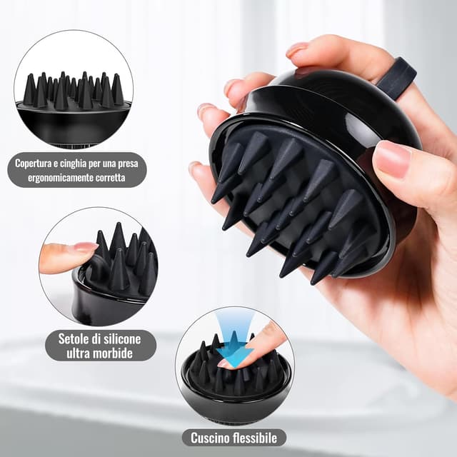 Detalle 2 de SHINLEA Spazzola massaggiante per cuoio capelluto in silicone