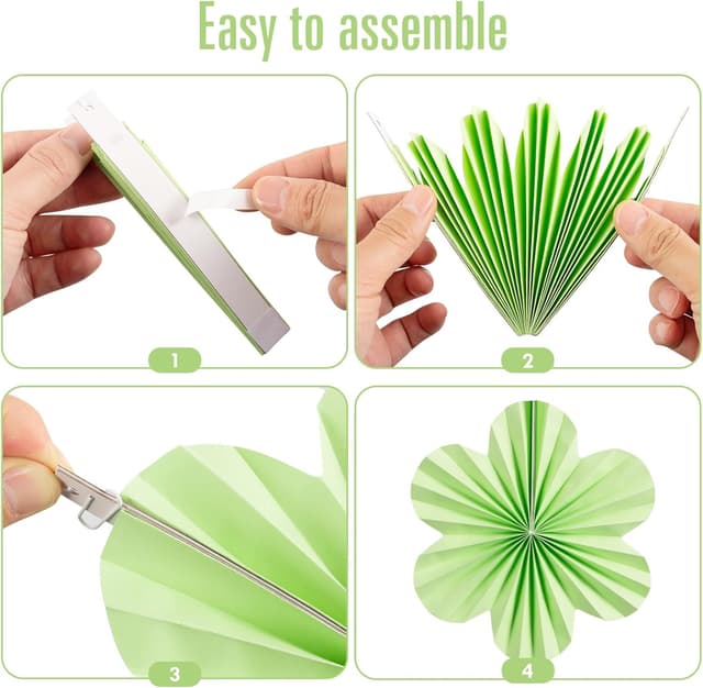 Detalle 2 de SUNBEAUTY Papier Fächer Girlande mit 9 Teilen