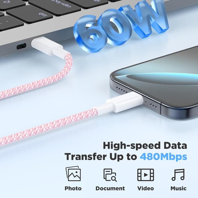 Thumbnail 2 de Hzevn 20W Fast Charger 3-Pack with C to C Cables