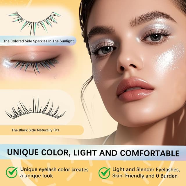 Detalle de QUEWEL Selbstklebende Wimpern mit Pinzette (36 Stück), 9–12 mm Cluster Lashes – natürliches Lash-Set ohne Kleber (ZZBP-02)