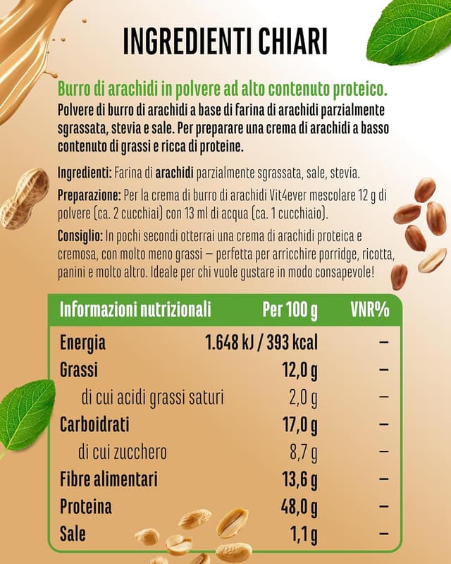 Detalle 2 de Vit4ever Burro di arachidi in polvere 500g 🥜