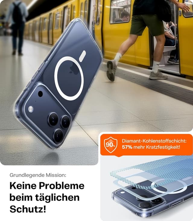 Detalle 2 de Torras Ultra Dünn Hülle für iPhone 17 Pro Max mit MagSafe (19N), transparent & soft-touch