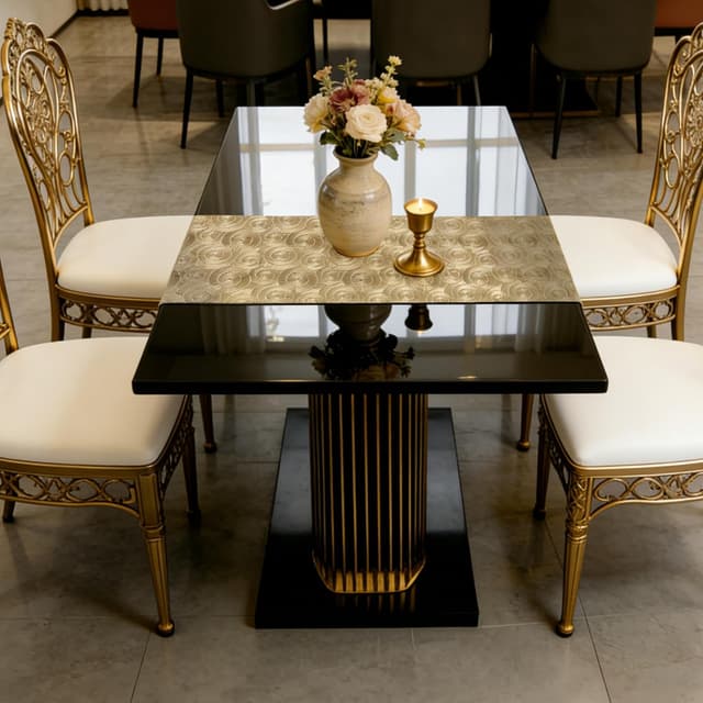 Thumbnail 6 de FAVE goldener Tischläufer (90 cm) aus hitzebeständigem Vinyl mit Lochmuster-Dekor – für Hochzeit, Party & Deko