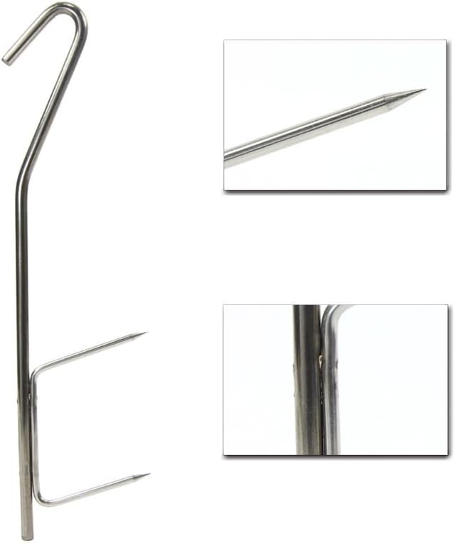 Detalle 2 de Räucherhaken Profi Doppelhaken (10/20 Stück) aus Edelstahl, ca. 21 cm