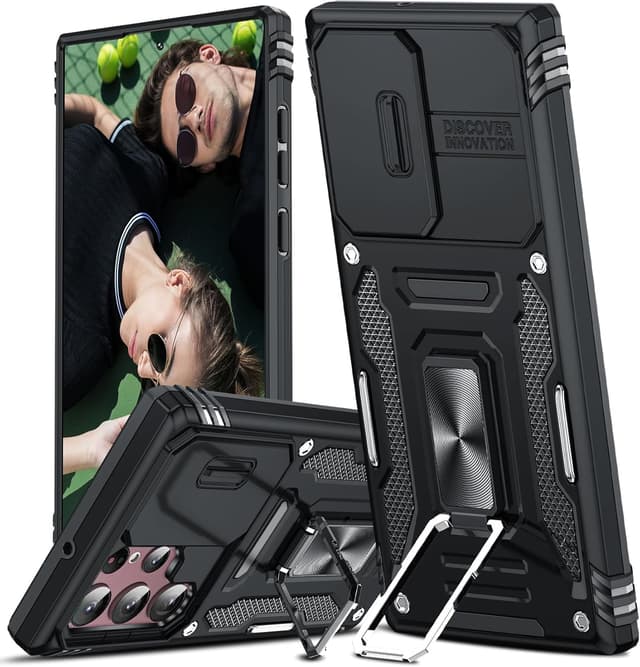 Detalle de LeYi Galaxy S22 Ultra Rugged Case with Ring Stand