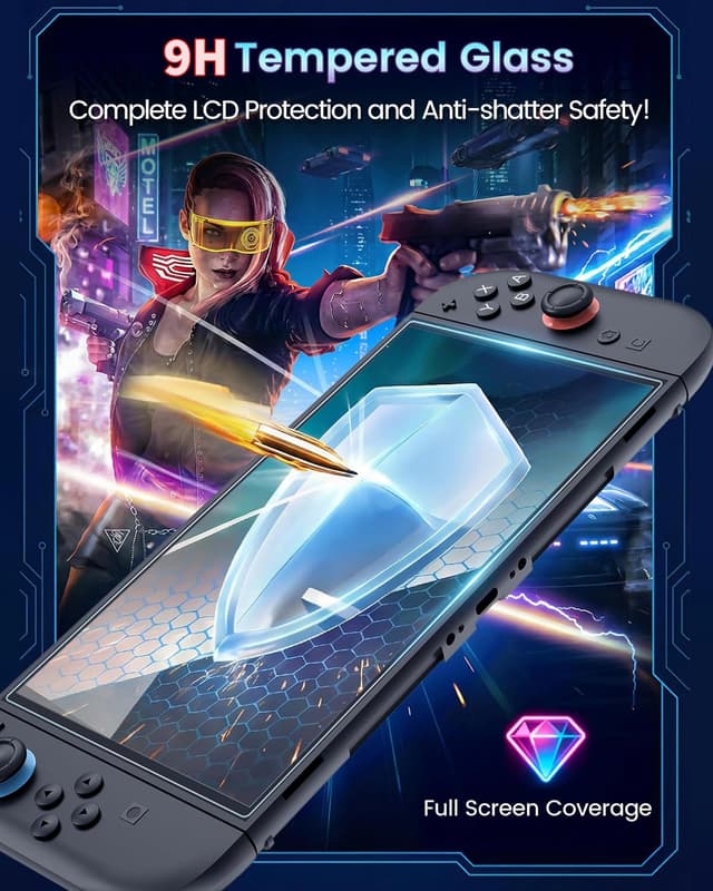 Detalle 2 de TRANSNOVO Switch 2 Screen Protector Glass (Book-Style Frame) – 9H Tempered Glass, Anti-Fingerprint, Ultra HD Clear, 2 Pack