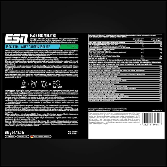Thumbnail 3 de ESN ISOCLEAR Whey Isolate 908 g — sabor Cactus Fruit 🥤