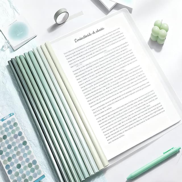 Detalle de 10pc Sliding Bar Report Covers (A4) – Clear Transparent Green Polypropylene File Cover for School & Office