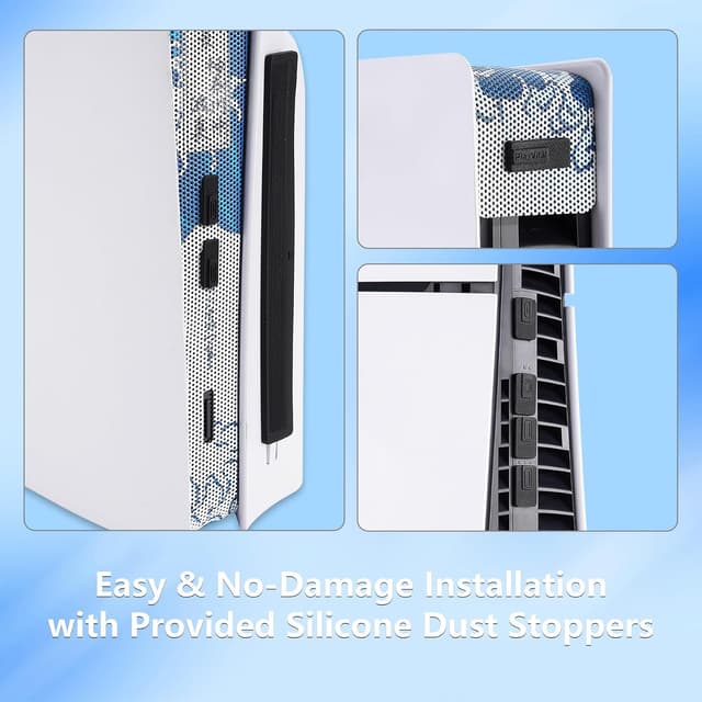 Detalle de playvital 12 in-1 Dust Cover Kit for PS5 Slim (Disc & Digital) — anti-dust net and silicone port plugs