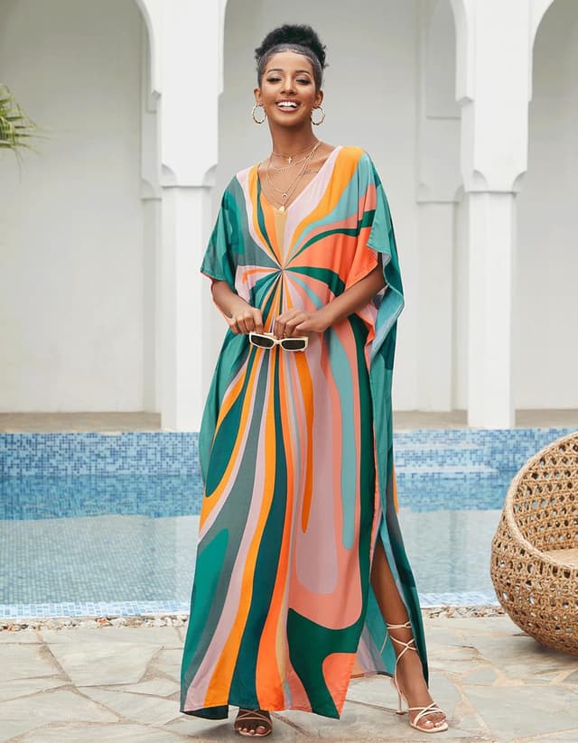 Thumbnail 6 de NFVNKJ Women’s Plus Size Beach Lounge Kaftan Maxi Dress Swimsuit Cover-Up