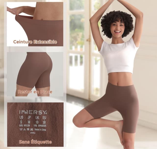 Thumbnail 2 de INNERSY Shorty Femme sous Jupe Douce Legging Court sans Couture (lot de 3) : anti-frottements & confort