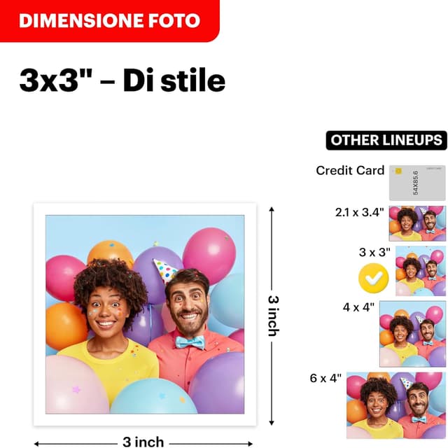 Detalle de KODAK Mini Shot 3 Retro: fotocamera istantanea con stampante fotografica 2-in-1 (bianca), 38 fogli, formato 7,6×7,6 cm