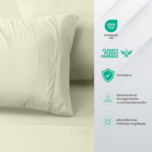 Detalle 2 de Utopia Bedding Sábanas 4 Piezas 150x200 Marfil