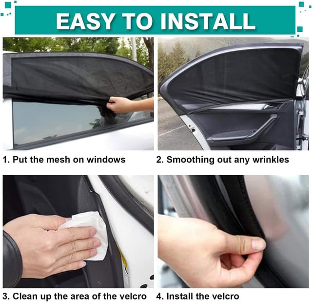 Detalle de WIN.MAX Sonnenschutz Auto Baby & Kinder, UV-Schutz für Seitenfenster – universelles Netz-Set, 2 Stück (L)