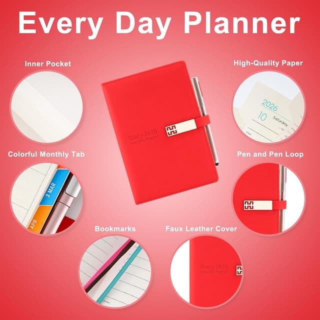 Detalle de Agenda giornaliera 2026 A5, 1 pagina al giorno